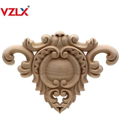 VZLX Wood Carved Onlay Applique Carpenter Decal Wood Working Carpenter Table Leg Wood Applique Decor Cabinet Furniture Figurines