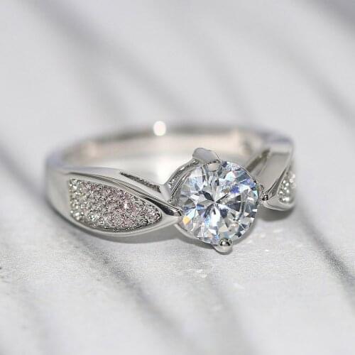 Simply Classic Rings For Women White Gold Color AAA+CZ Daily Party Fashion Jewelry R546