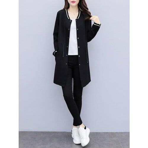 XL-5XL Plus Size Women Clothing Outwear Black Single Breasted Trench Coat Fashion Oblique Pocket Back Patch Designs Long Coats