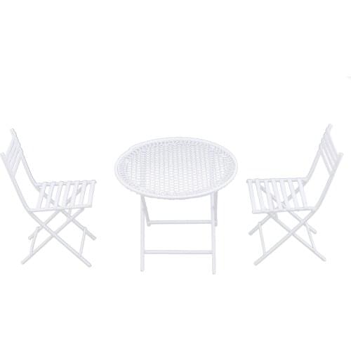 1/12 Dollhouse Miniature Furniture Metal Table Chairs Room Fairy Garden Accessories Life Scenes