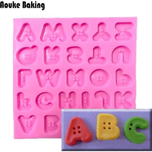 1PC Button Letters Shape Silicone Cake Decorating Mold Pastry Tool Sugarcraft Mold G208