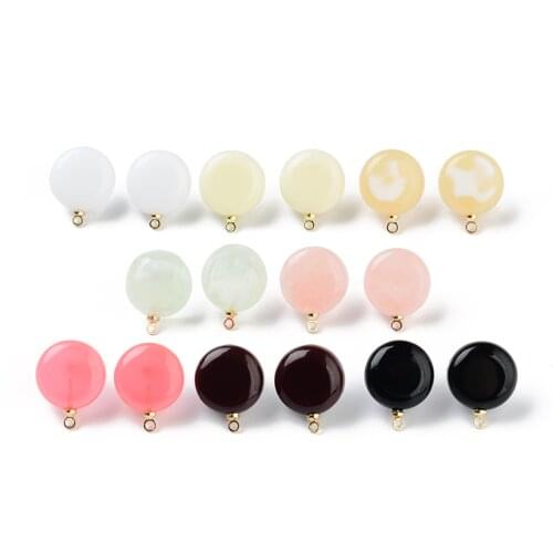 10PCS 925 Silver Needle Macaron Color Stud Earring Acrylic Round Resin Ear Pin DIY Earrings Ornament Material Accessories