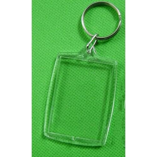 5pcs/Lot DIY Split Ring Gift Transparent Blank Insert Photo Rectangle Acrylic Picture Frame With Key ring