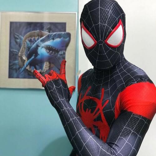 Anime Miles Morales Costume 3D Print Into the Verse Superhero Halloween Costume cosplay bodysuit for Adult Kids