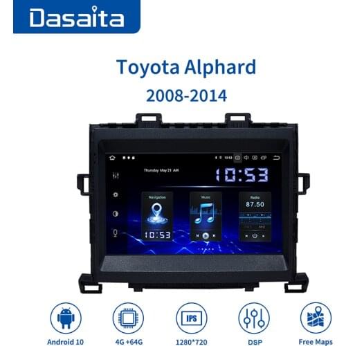 Dasaita 9" Android 10.0 Car Radio for Toyota Alphard 2008-2014 with GPS Navigation DSP BT5.0 HD Touch Screen 2 Din Car Stereo
