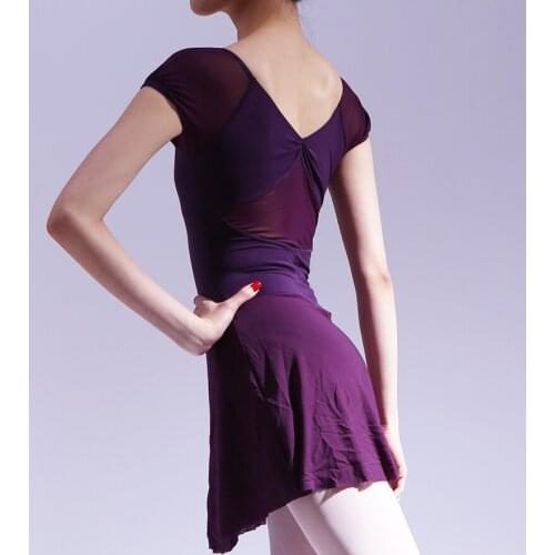 Short bubble sleeve mesh back dress adult ballet dress uniform mesh skirt