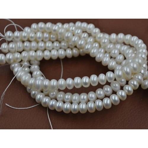 Fine lot 7mm bread shape white real freshwater cultured pearl loose strand