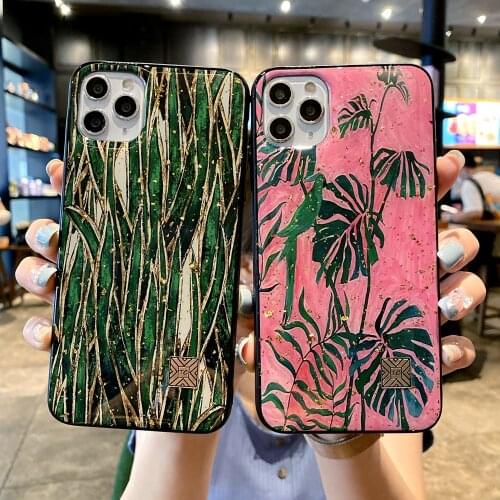 Tobebest Monstera Gold Foil Glitter Phone Cases for iPhone 12 Pro Max 11 Pro XS Max XR X 8 7 Plus Soft Silicone Shell 2021 NEW