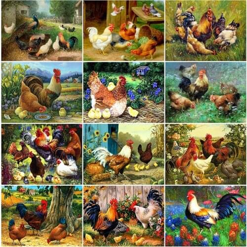 EverShine Diamond Painting Animal Full Square Diamond Embroidery Chickens 5D DIY Rhinestones Mosaic Decor For Home