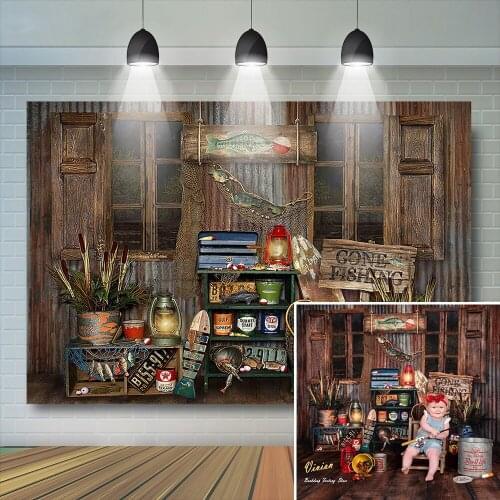 Kids Photography Backdrop Cake Smash Fish Photographyer 1st Birthday Wood Window House Baby Background Profession Phototudio