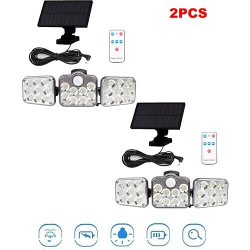 2pcs 138 led seperable remote Garden Solar Lamp PIR Motion Sensor Solar Light Waterproof Outdoor Wall Street Décor lighting remo