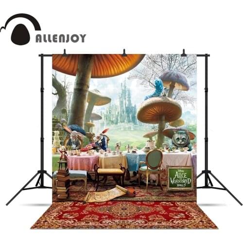 Allenjoy Backgrounds filming Alice Wonderland Mushroom Rabbit Cat Castle Carpet backgrounds for photo studio background vinyl