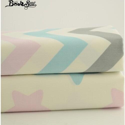 Booksew Cotton Fabric 2pc/lot 50cmx 160cm White Printed Pink and Blue Star Quilting Cloth Bedding Baby Tilda Tecido Patchwork