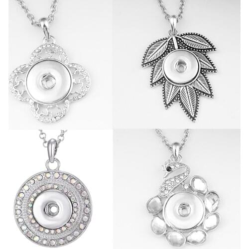 XH1956 crystal starfish swan tree leaf flower round 18mm snap button jewelry Sweater chain necklace & pendants DIY