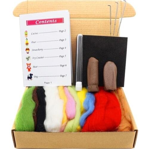 Needle Felting Kits Book 11 Colours 80g/2.8oz to Make 6 Kits Wool Diy Felted Wool for Felting with Gift Box