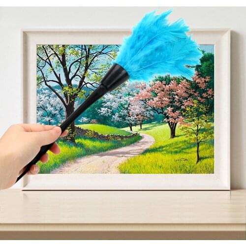4 Colors Household Home Cleaning Tools Soft Turkey Feather Duster Long Handle Dust Brush for Furniture Car Clean