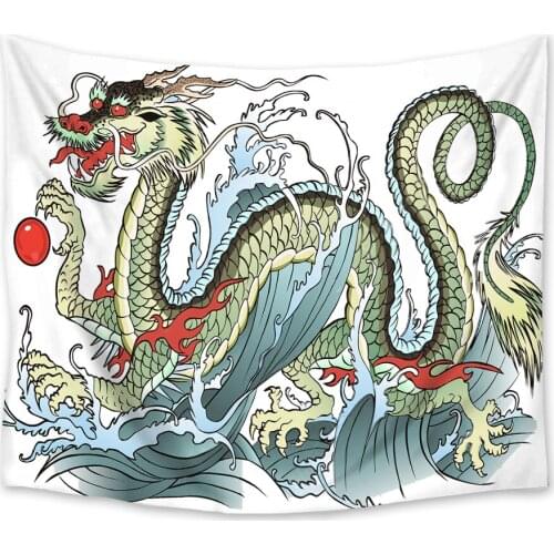 Chinese Dragon Cartoon Tapestry Wall Hanging Wall Decor Tapestries Bedspread Sheet Carpet Throw Yoga Mat Home Bedroom Decoration
