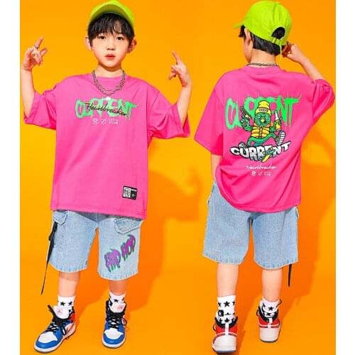 Summer 2020 Children Short-Sleeved T-Shirt Girls Hip Hip Dance Costumes For Kids Jazz Street Dance Wear Multiple Colour DQS5008