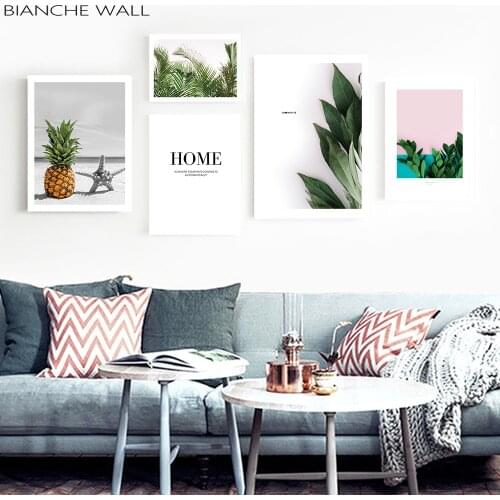 Leaf Pineapple Poster Wall Art Canvas Print Home Quotes Nordic Painting Decorative Picture Modern Living Room Decoration