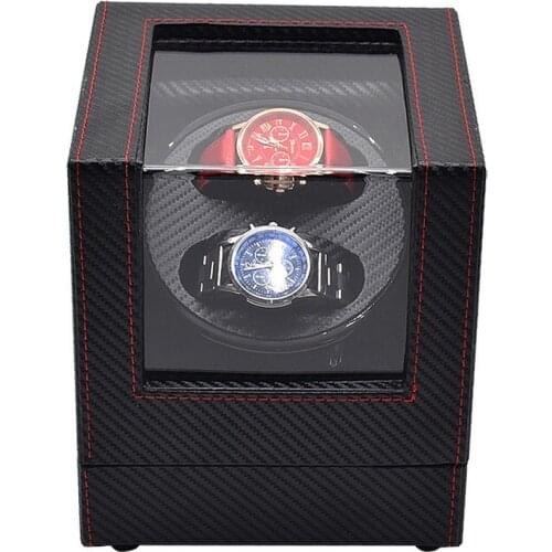 2 Grid Carbon Fiber Mechanical Watch Self Winding Watch Shaker Watch Storage and Display Stand Caja Para Relojes EU/US/UK/AU