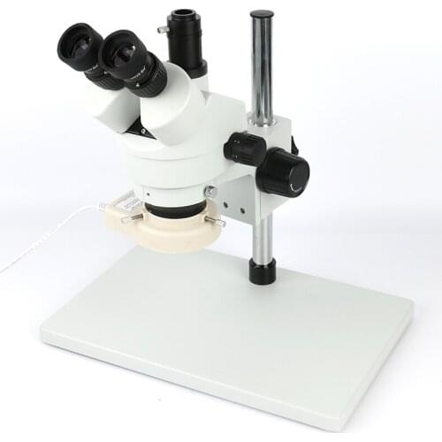 7X - 45X Continuous Zoom Simul-Focal Industrial Stereo Trinocular Microscope 56 LED Ring Light For PCB Soldering Phone Repair