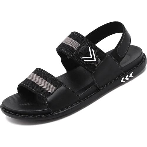 Youth Sandals Boys Summer New Leather Roman Sandals Korean Sports High School Students Casual Beach Shoes