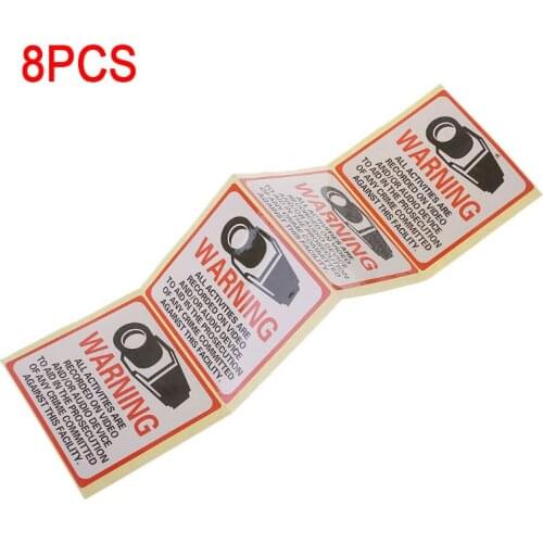 8PCS Warning Stickers SECURITY CAMERA IN USE Self-adhensive Safety Label Signs Decal