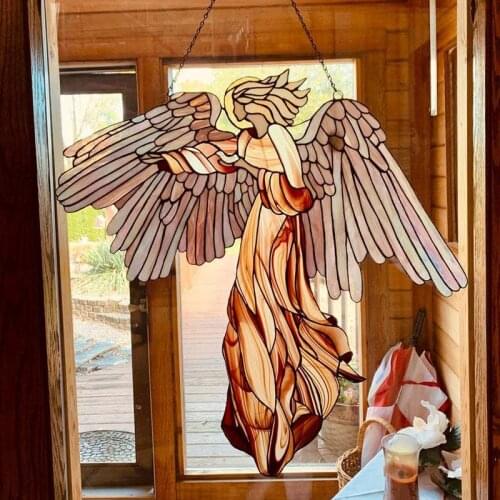 Wall Hanging Decoration Pendant Angel Wing Shape Acrylic Ornament Painted Window Wall Decorative Crafs Home Room Decor Gifts