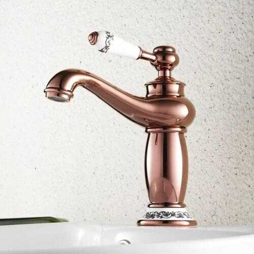 Basin Faucets Luxury Rose Gold Deck Mount Bathroom Faucet Vanity Vessel Sinks Mixer Tap Cold And Hot Water Tap