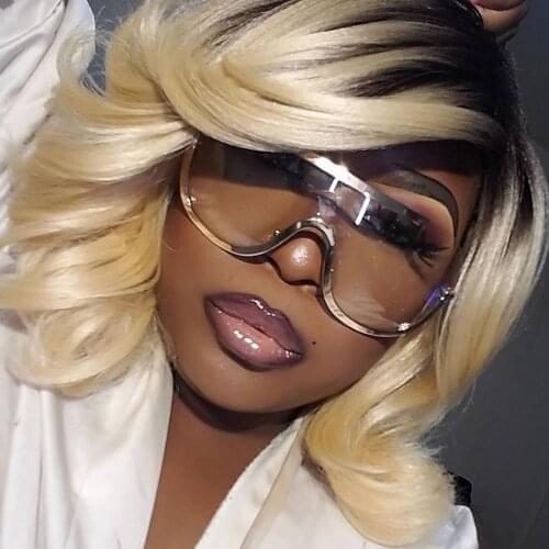 QPeClou 2020 New Oversized One Piece Sunglasses Women Fashion Metal Punk Sun Glasses Men Vintage Big Frame Oculos Spectacles