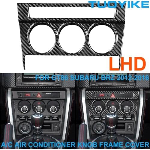 LHD Car Styling Real Carbon Fiber Dashboard AC Air Conditioner Knob Frame Cover Trim Panel For Toyota GT86 Subaru BRZ 2012-2016