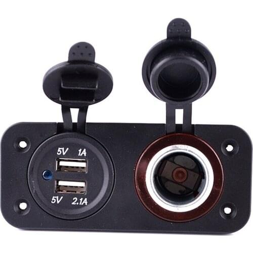 DC12-24V Universally Car Cigarette lighter socket adapter and 5V/3.1A Doul USB Charger interface adapter for Car Truck Boat RV