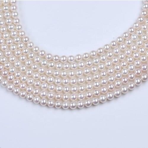 High Quality Natural White Color Round Shape 6-7mm Loose Freshwater Pearl Strand