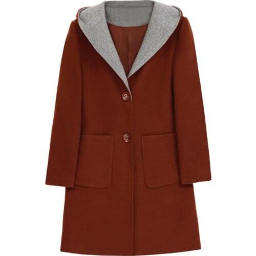 Plus Size 5XL Women Woolen Coat NEW Autumn Winter Mother Clothes Long Hooded Windbreaker Female Single-breasted Wool Coat AA943