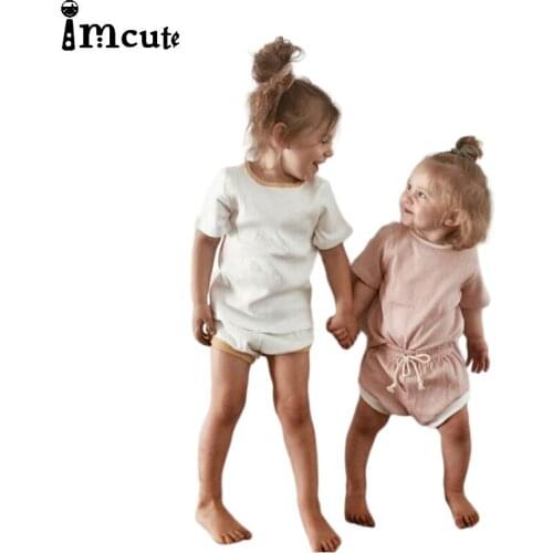 2Pcs Fashion New Summer Newborn Baby Girls Boys Clothes Cotton Casual Short Sleeve Tops T-shirt+Shorts Toddler Infant Outfit Set