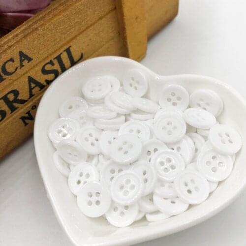 50/100pc Resin Sewing Button Scrapbooking Round White 4 Holes 11mm PT247