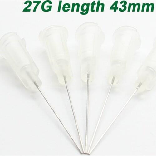 50pcs 27G length 43mm Precision passivated S.S. Dispense Tip with PP Safetylok hub, glue dispenser needles
