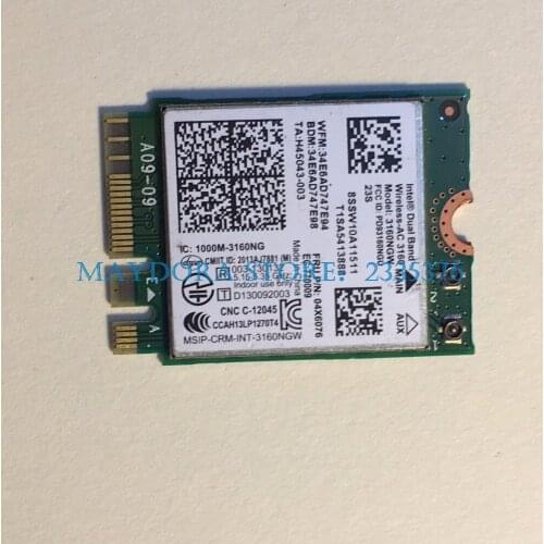 802.11AC 433Mbps Intel Dual Band Wireless-AC 3160 04X6034 for LENOVO/THINKPAD Y40 Y50 E10-30 E455 E555 2.4GHz/5,8GHz wifi