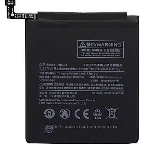 BN31 Battery For Xiaomi Mi5x Mi 5X Mobile Phone Replacement Batteries 3080mAh High Capacity Free Tools