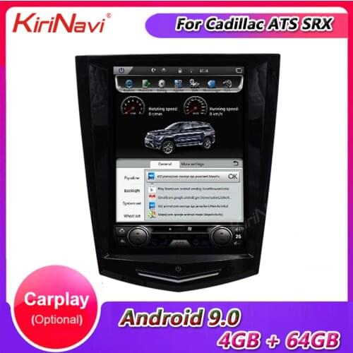 KiriNavi Telsa Style Vertical Screen 10.4" 1 Din Android 9.0 Car Radio For Cadillac ATS SRX Audio GPS Navigation Car Dvd Player