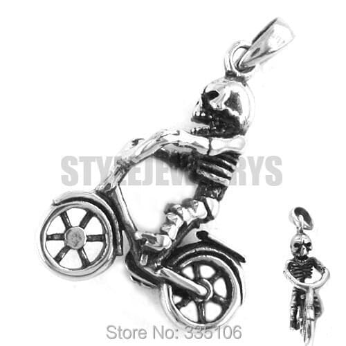 Free shipping! Retro Ride A Bike Skull Pendant Stainless Steel Jewelry Classic Motor Biker Pendant SWP0112