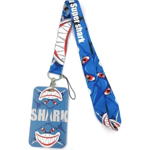 Shark Print Mobile Phone Straps Lanyards Keychain For Keys Bank Credit Card ID Badge Holder Students Bus Card Case Accessories