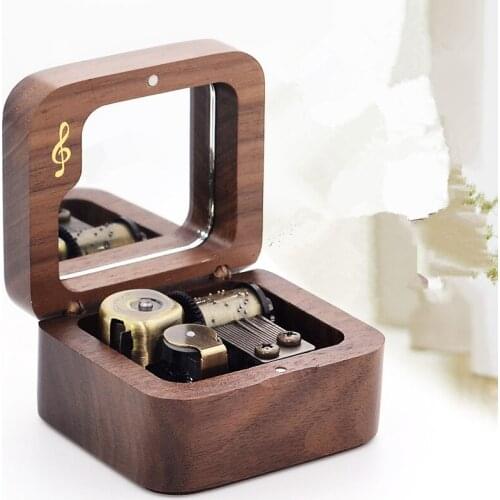 Hickory wood music box etching birthday Christmas gift company custom gift supermarket purchasing wholesale factory real wood