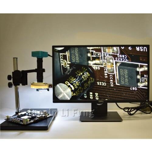28MP HDMI HD Microscope Camera+3D Side Face Adjustable Large Field of View 10X-180X Magnification Zoom C-mount Lens+LED+Bracket