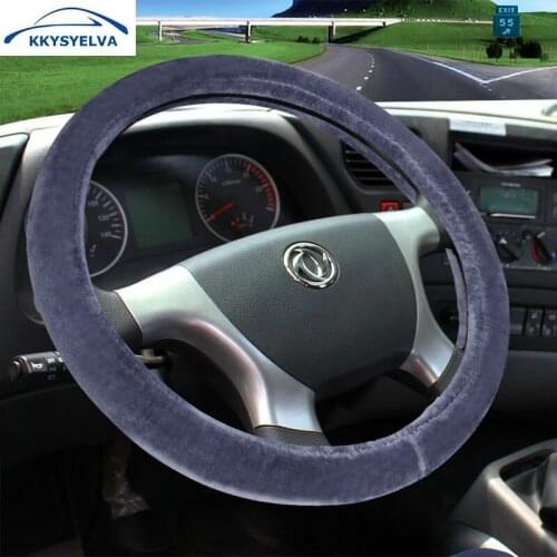 KKYSYELVA Winter Plush Steering Wheel Covers for Car Bus Truck 36 38 40 42 45 47 50cm Diameter Auto Steering-wheel cover