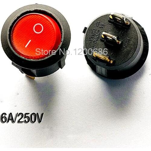Round type switch KCD1 105 red 3 foot 2 files with lights 10A / 125V 6A / 250V