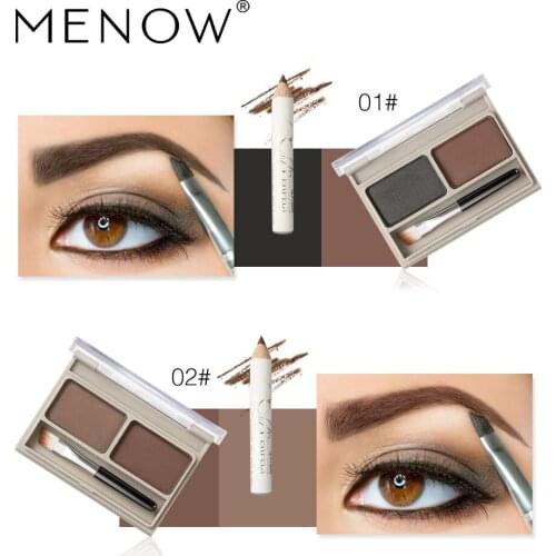 Hot Selling Menow E418 Bi-color Eyebrow Powder with Eyebrow Brush Waterproof Natural Stereo Makeup Good Cosmetic Gift for Women