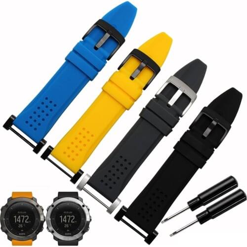 Hot sale 24mm high quality silicone strap black rubber strap applicable SUUNTO CORE