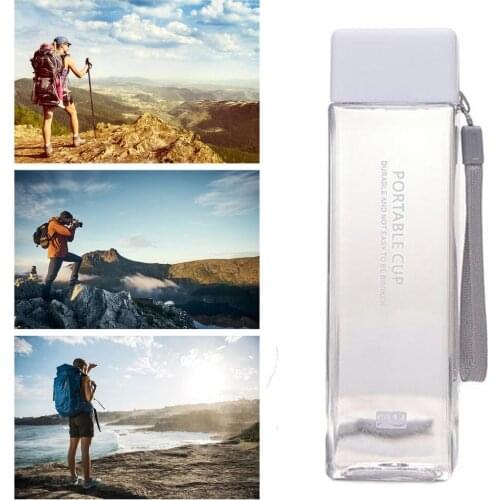 Cute New Square Tea Milk Fruit Water Cup 450ml for Water Bottles drink with Rope Transparent Sport Korean style Heat resistant