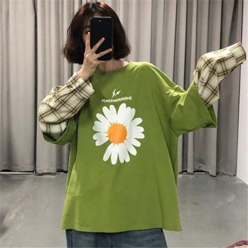 Women Girls Sweety T-shirt White Shirt Female Black Flower Summer Female Loose Top Shirts New Green Tshirts